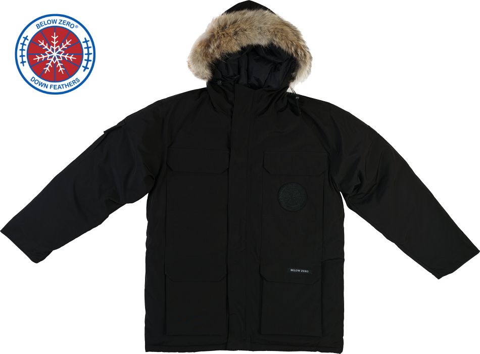 Beluga Black Winter Jacket - Front View with Fur - Below Zero Hero