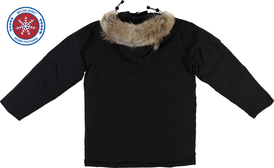 Beluga Black Winter Jacket - Back View with Fur - Below Zero Hero
