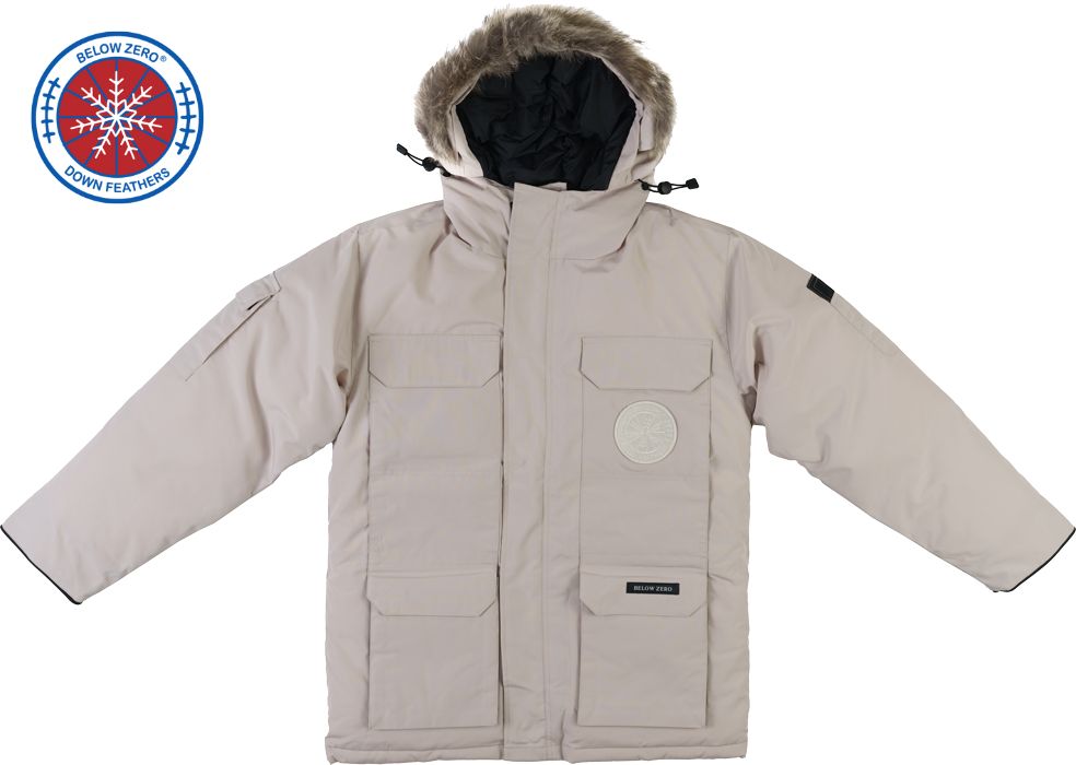 Vanilla Cream Winter Jacket - Front View with Fur - Below Zero Hero