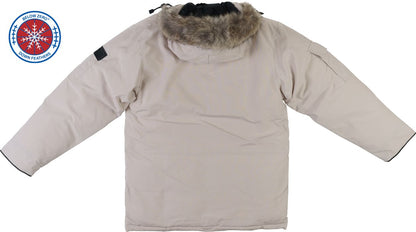 Vanilla Cream Winter Jacket - Back View with Fur - Below Zero Hero